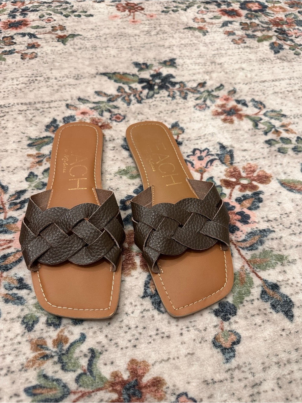 BEACH BY MATISSE Braided Slide Sandals - Women's Dark Brown Leather